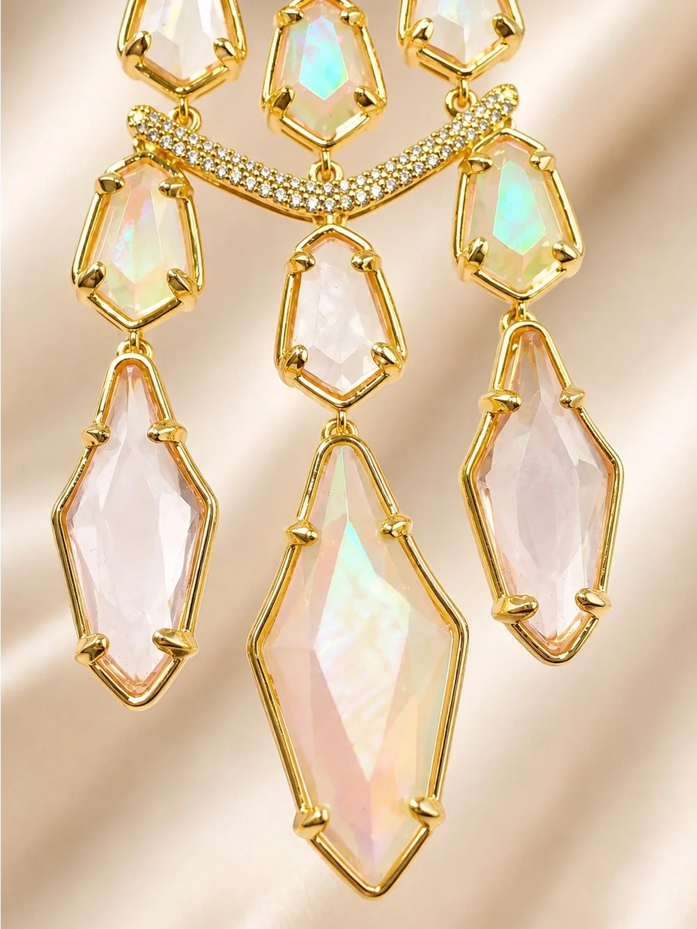 Kendra Scott Alexandria Gold Tiered Statement Earrings in White Mix